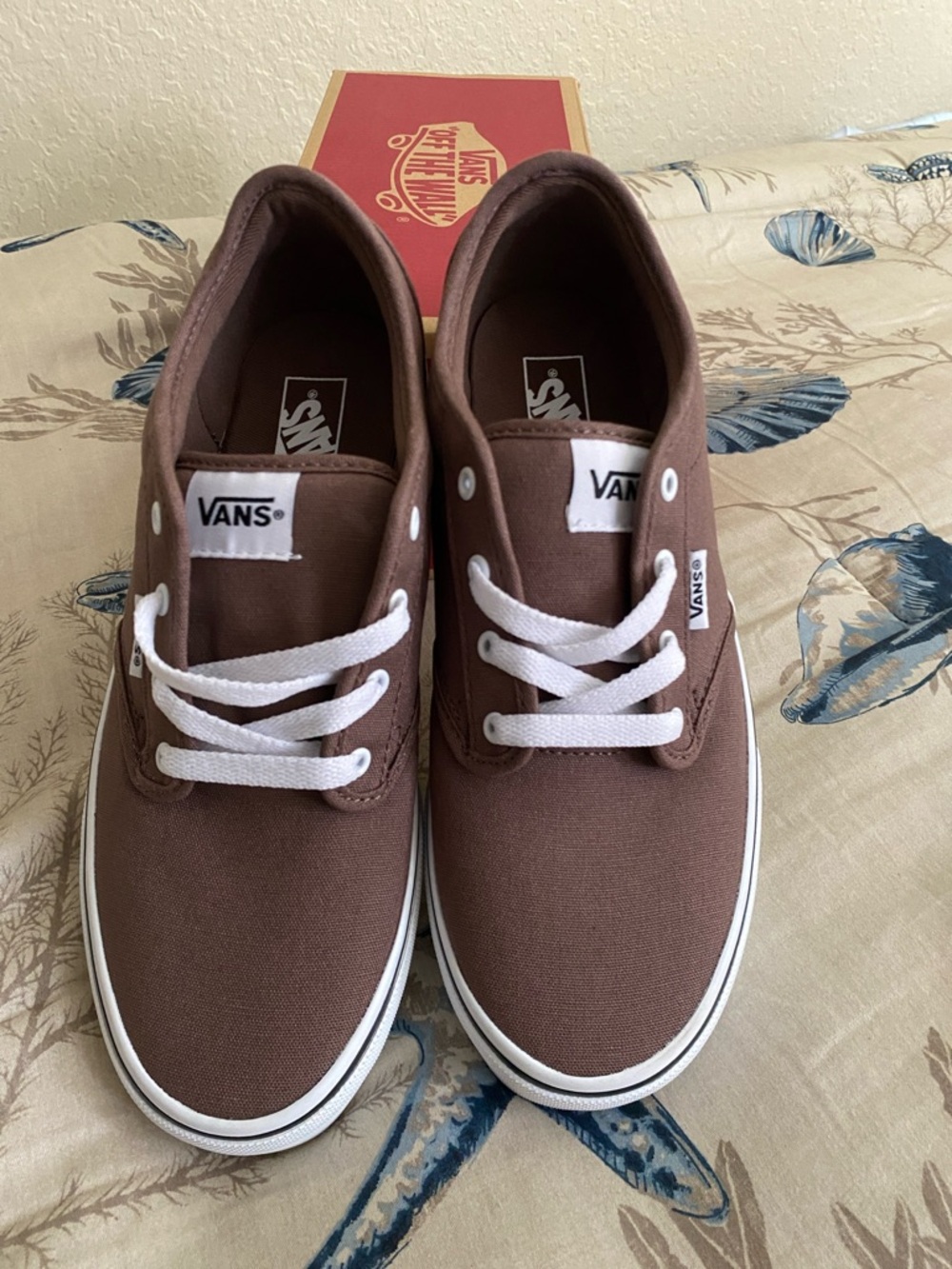 Vans Brown Canvas Low-Top Sneakers with White Laces